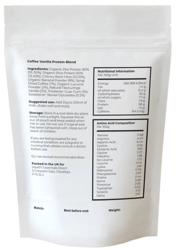 Coffee Vanilla Protein Powder Vegan Bone Health Muscle Maintenance & Growth