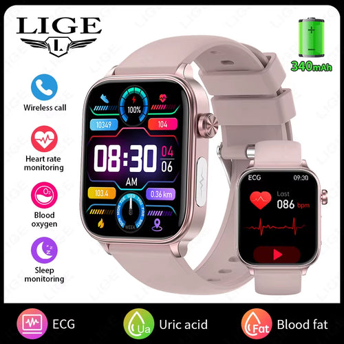 2025 New ECG+PPG Smart Watch Men Blood Lipid Uric Acid Health Monitor Bluetooth Call Sleep Physical Health Smartwatch Women