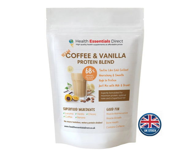 Coffee Vanilla Protein Powder Vegan Bone Health Muscle Maintenance & Growth