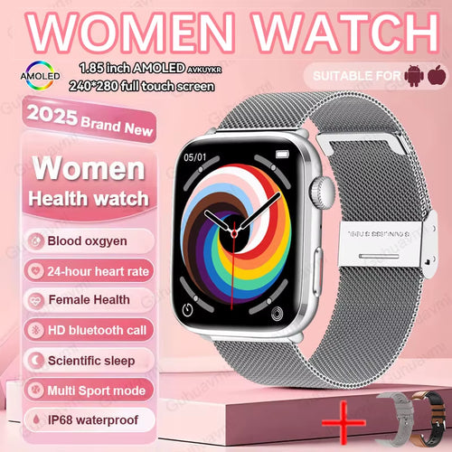 2025 New NFC Health Smat Watch Women 1.85 Inch Blood Pressure Heart Rate Bluetooth Call Female Health Smarwatches Ladies for IOS