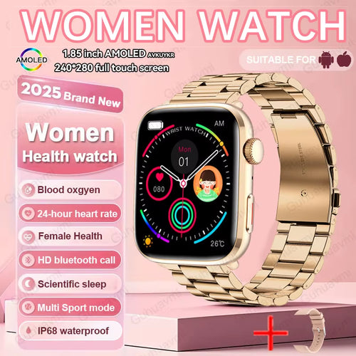 2025 New NFC Health Smat Watch Women 1.85 Inch Blood Pressure Heart Rate Bluetooth Call Female Health Smarwatches Ladies for IOS