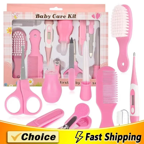 10Pcs/Set Baby Health Care Kit Kids Nail Hair Health Care Thermometer Grooming Brush Clipper Teether Toothbrush Baby Essentials