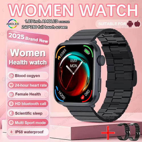 2025 New NFC Health Smat Watch Women 1.85 Inch Blood Pressure Heart Rate Bluetooth Call Female Health Smarwatches Ladies for IOS