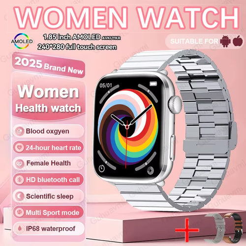 2025 New NFC Health Smat Watch Women 1.85 Inch Blood Pressure Heart Rate Bluetooth Call Female Health Smarwatches Ladies for IOS