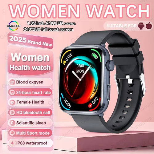 2025 New NFC Health Smat Watch Women 1.85 Inch Blood Pressure Heart Rate Bluetooth Call Female Health Smarwatches Ladies for IOS