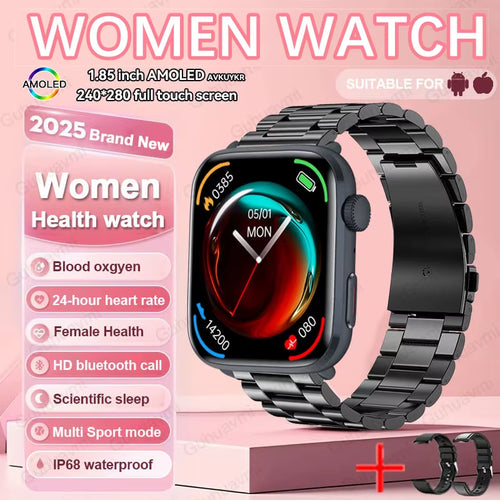 2025 New NFC Health Smat Watch Women 1.85 Inch Blood Pressure Heart Rate Bluetooth Call Female Health Smarwatches Ladies for IOS