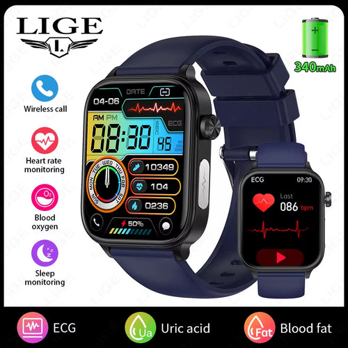 2025 New ECG+PPG Smart Watch Men Blood Lipid Uric Acid Health Monitor Bluetooth Call Sleep Physical Health Smartwatch Women