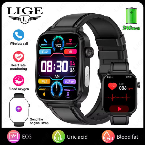 2025 New ECG+PPG Smart Watch Men Blood Lipid Uric Acid Health Monitor Bluetooth Call Sleep Physical Health Smartwatch Women
