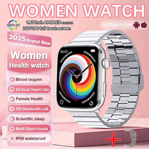 2025 New NFC Health Smat Watch Women 1.85 Inch Blood Pressure Heart Rate Bluetooth Call Female Health Smarwatches Ladies for IOS