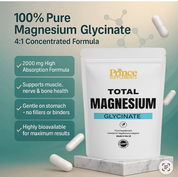 MAGNESIUM GLYCINATE CAPSULES 2000MG HIGH STRENGTH FATIGUE, BONE HEALTH, MUSCLE