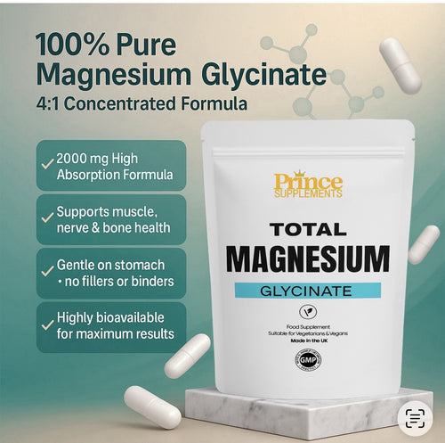 MAGNESIUM GLYCINATE CAPSULES 2000MG HIGH STRENGTH FATIGUE, BONE HEALTH, MUSCLE