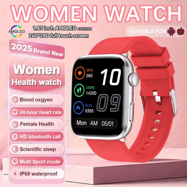 2025 New NFC Health Smat Watch Women 1.85 Inch Blood Pressure Heart Rate Bluetooth Call Female Health Smarwatches Ladies for IOS