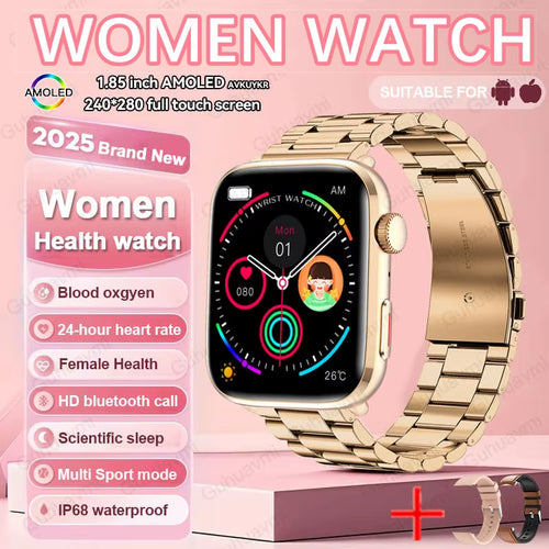 2025 New NFC Health Smat Watch Women 1.85 Inch Blood Pressure Heart Rate Bluetooth Call Female Health Smarwatches Ladies for IOS