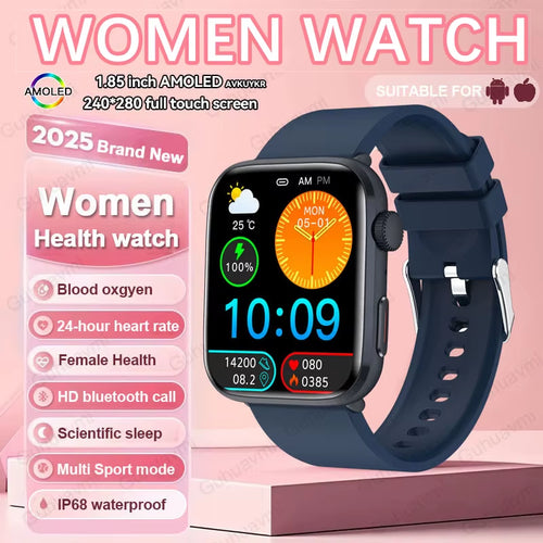 2025 New NFC Health Smat Watch Women 1.85 Inch Blood Pressure Heart Rate Bluetooth Call Female Health Smarwatches Ladies for IOS
