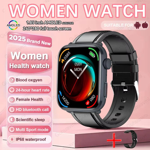 2025 New NFC Health Smat Watch Women 1.85 Inch Blood Pressure Heart Rate Bluetooth Call Female Health Smarwatches Ladies for IOS