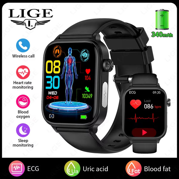 2025 New ECG+PPG Smart Watch Men Blood Lipid Uric Acid Health Monitor Bluetooth Call Sleep Physical Health Smartwatch Women