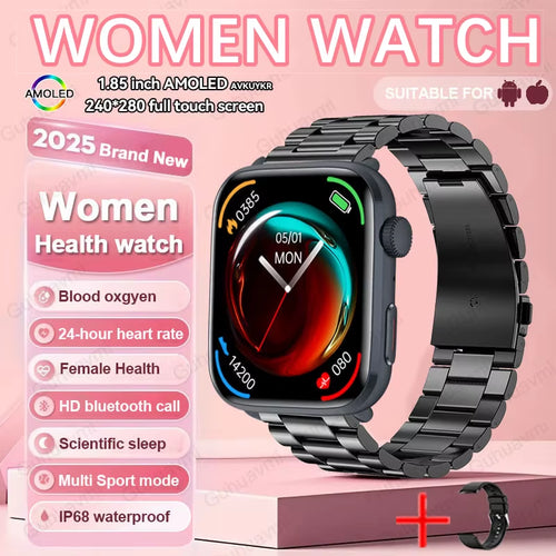2025 New NFC Health Smat Watch Women 1.85 Inch Blood Pressure Heart Rate Bluetooth Call Female Health Smarwatches Ladies for IOS