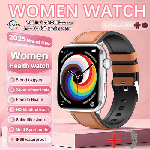 2025 New NFC Health Smat Watch Women 1.85 Inch Blood Pressure Heart Rate Bluetooth Call Female Health Smarwatches Ladies for IOS