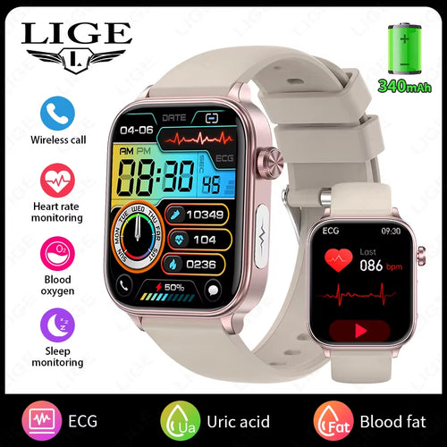 2025 New ECG+PPG Smart Watch Men Blood Lipid Uric Acid Health Monitor Bluetooth Call Sleep Physical Health Smartwatch Women