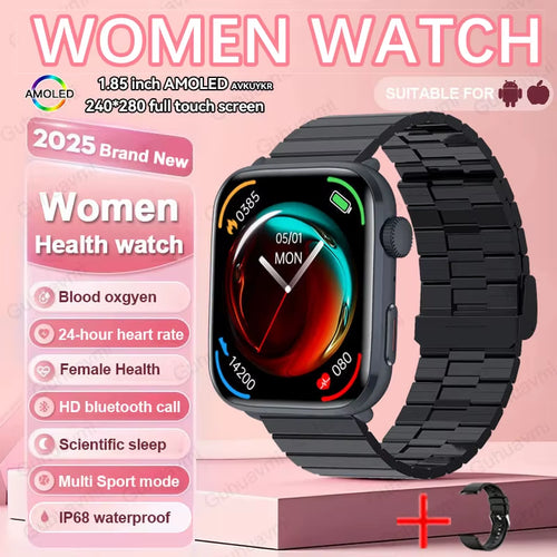 2025 New NFC Health Smat Watch Women 1.85 Inch Blood Pressure Heart Rate Bluetooth Call Female Health Smarwatches Ladies for IOS